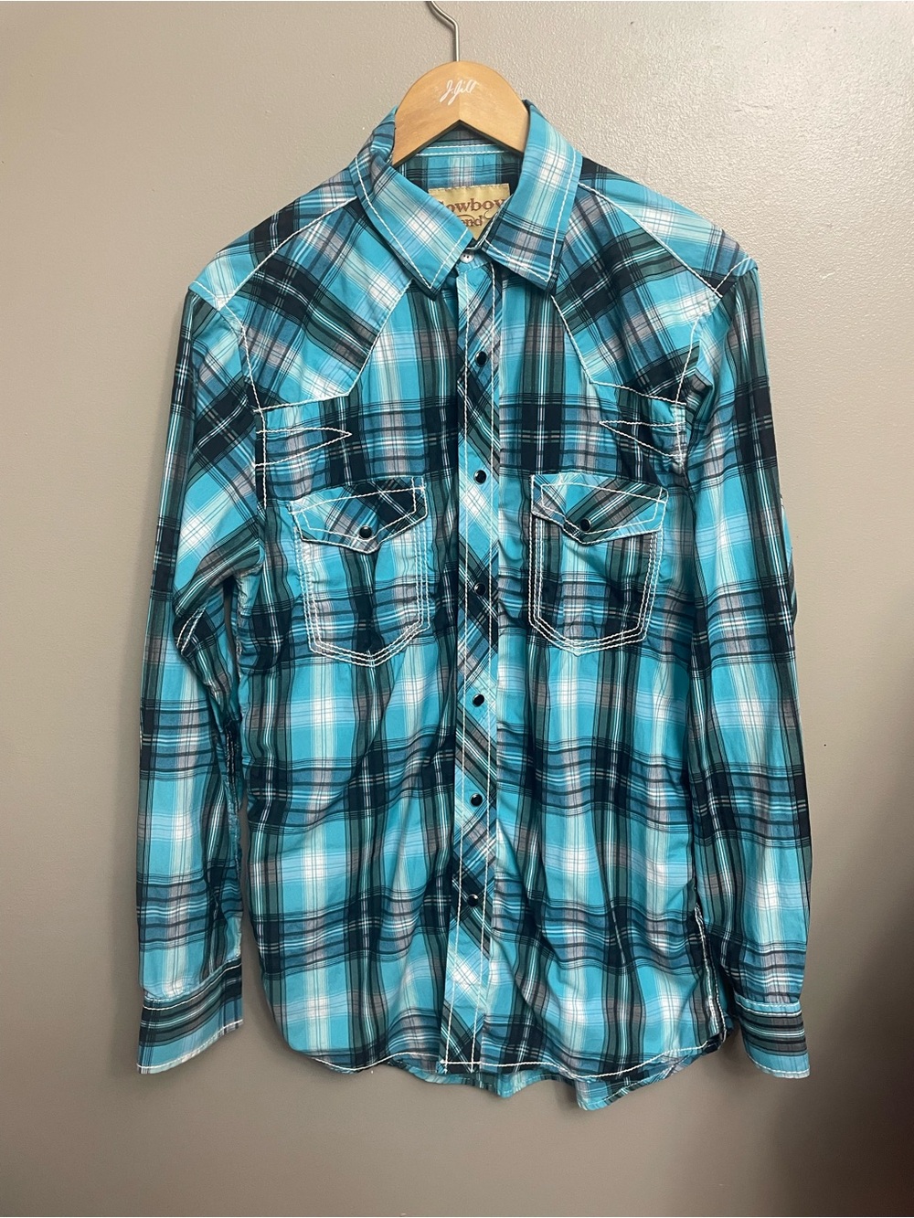 Cowboy Legend Mens Western Plaid Pearl Snap Shirt Medium